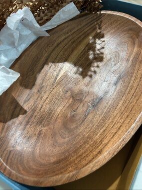 Handcrafted Brown Wood Serving Bowl - Rustic Home Dining